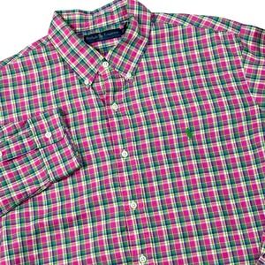 Polo‎ Ralph Lauren Button Down Shirt Mens XL Colorful Plaid Long Sleeve Pony